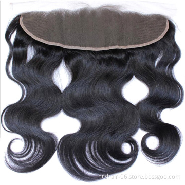 human hair wigs cuticle aligned Indian human hair black body wave 13x4 closure